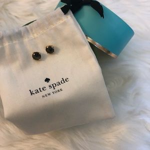 (SOLD)Kate Spade gold earrings-blue-grey diamond